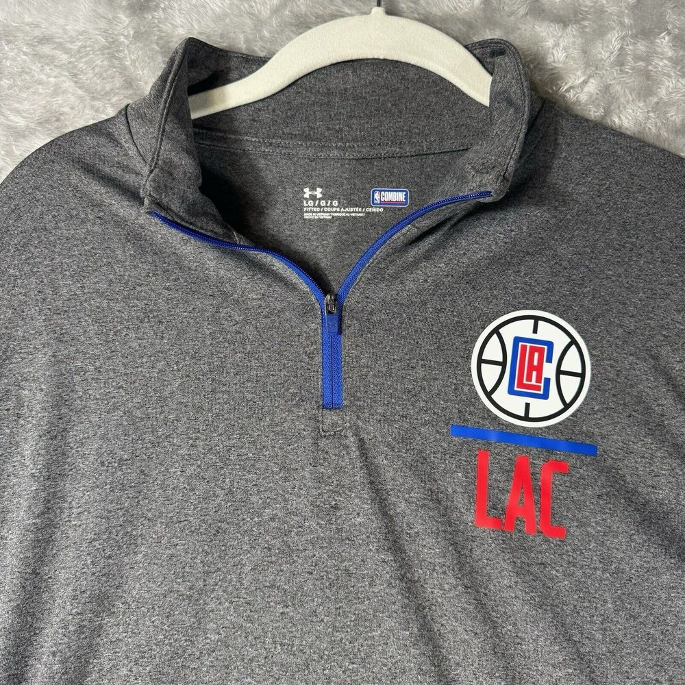 LA Clippers Under Armour Combine Quarter Zip Mens Large Gray NBA California